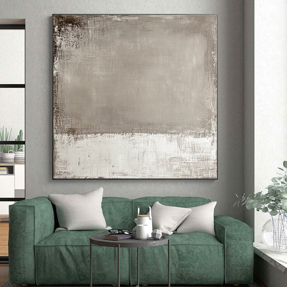 Taupe and White Abstract Painting with Understated Contrast WINK122