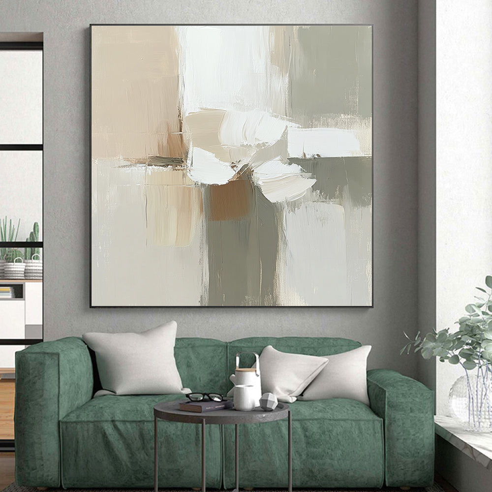Neutral Abstract Flower Painting with Soft Simplicity WINK636