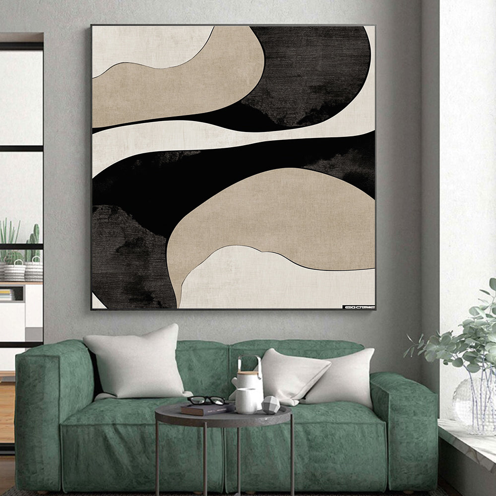 Curved Neutral Tones Abstract Painting with Elegant Flow WINK064