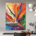 Colorful Bird of Paradise Abstract Painting for Tropical - Themed Restaurants HENG525