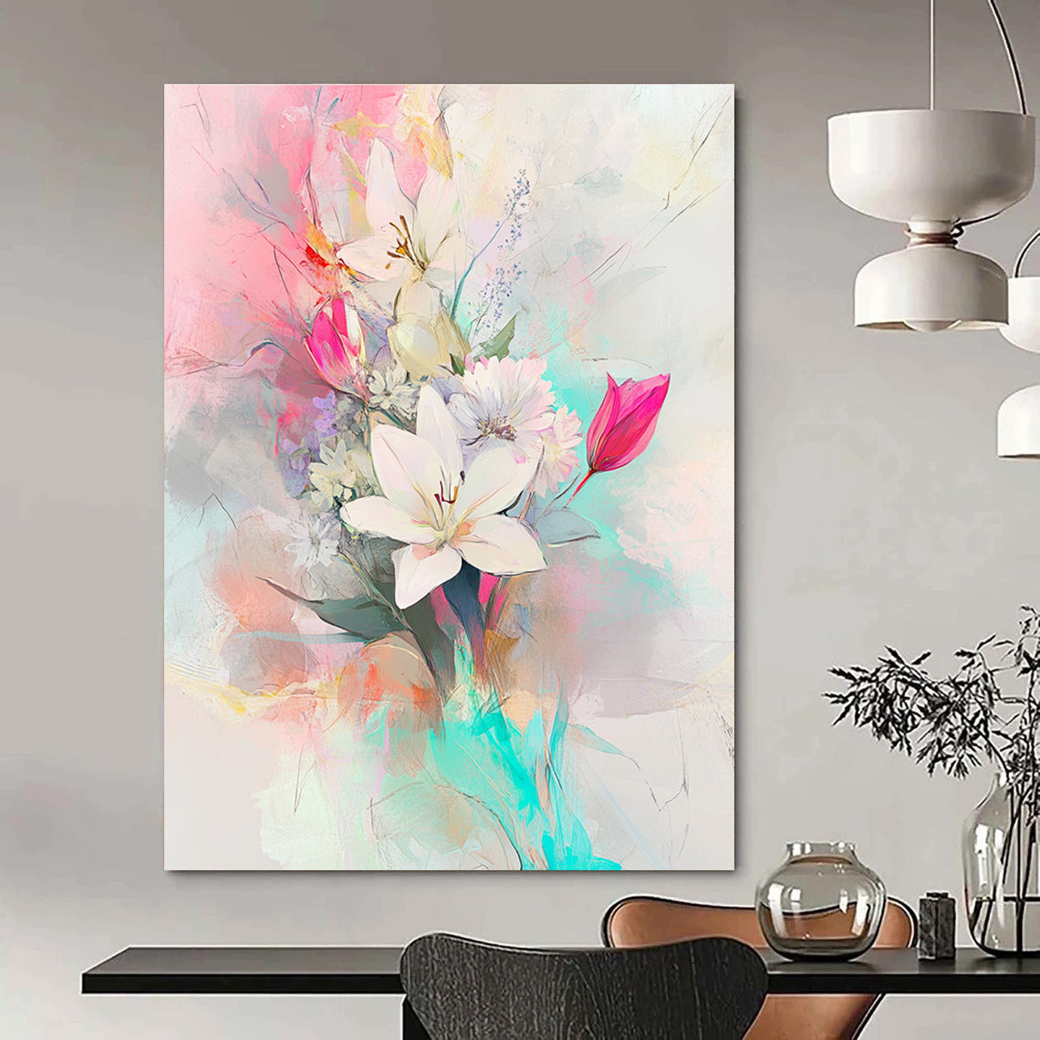 Colorful Floral Bouquet Abstract Painting for Bohemian - Style Cafes GAB1273