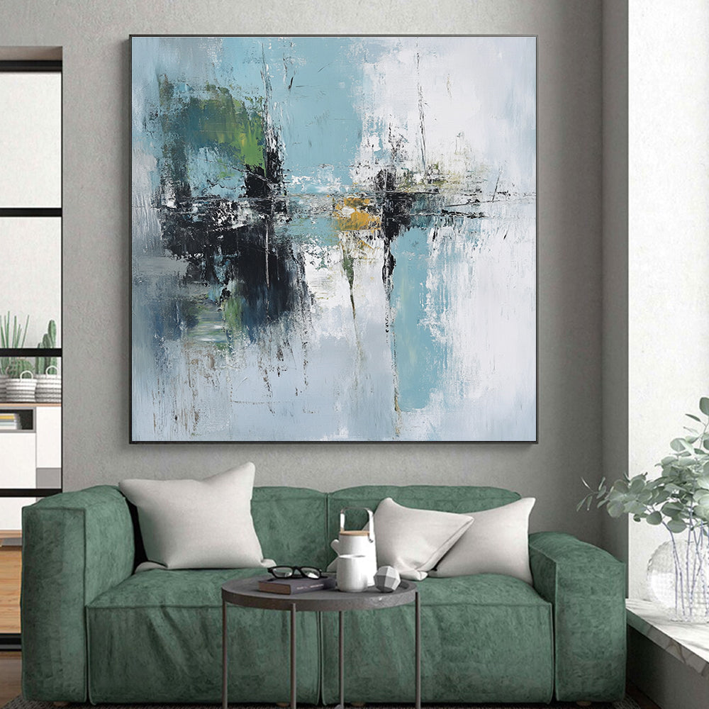 Blue Green Abstract Landscape Painting with Dreamy Atmosphere WINK758