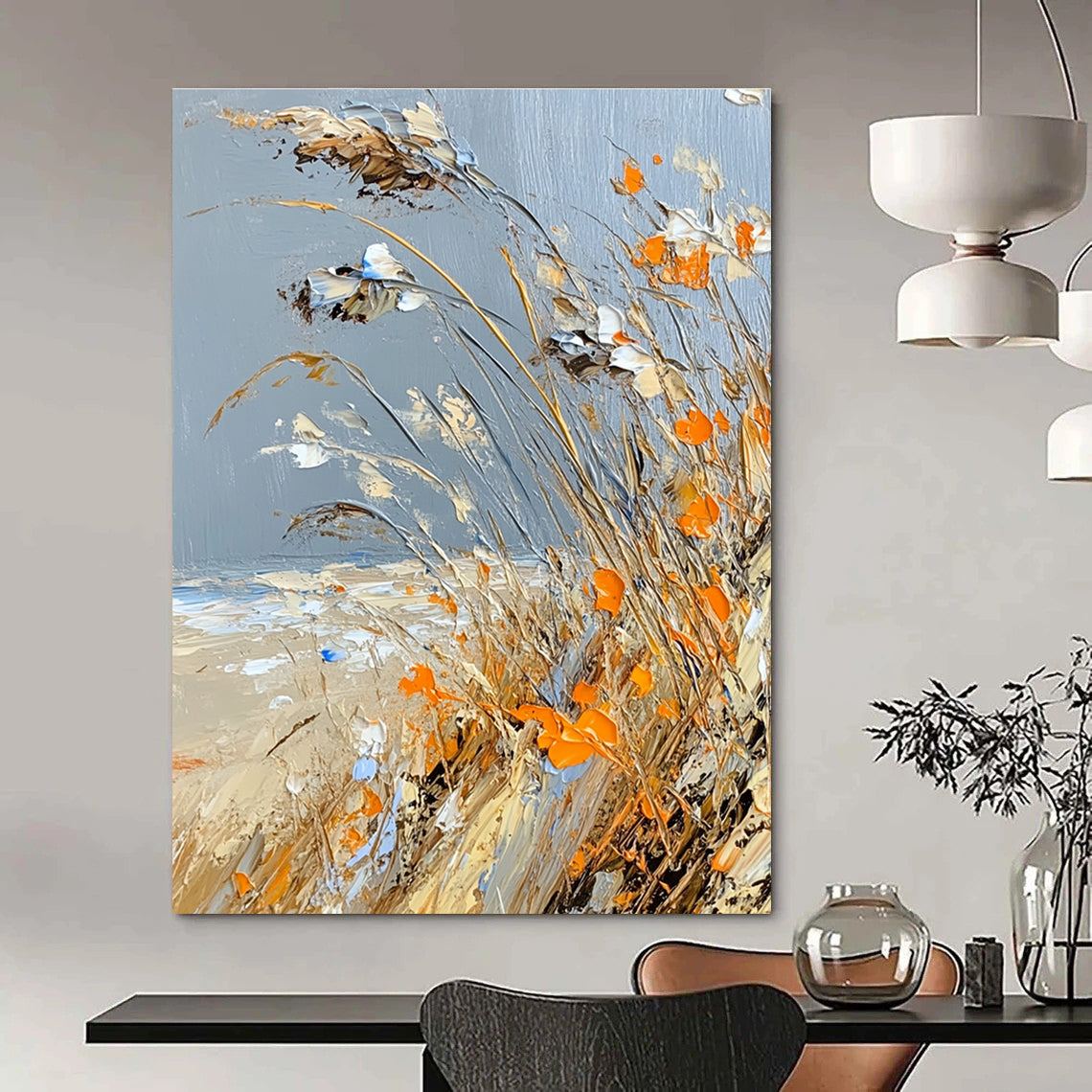 Beachside Grasses Abstract Painting for Coastal - Themed Bars GAB1296