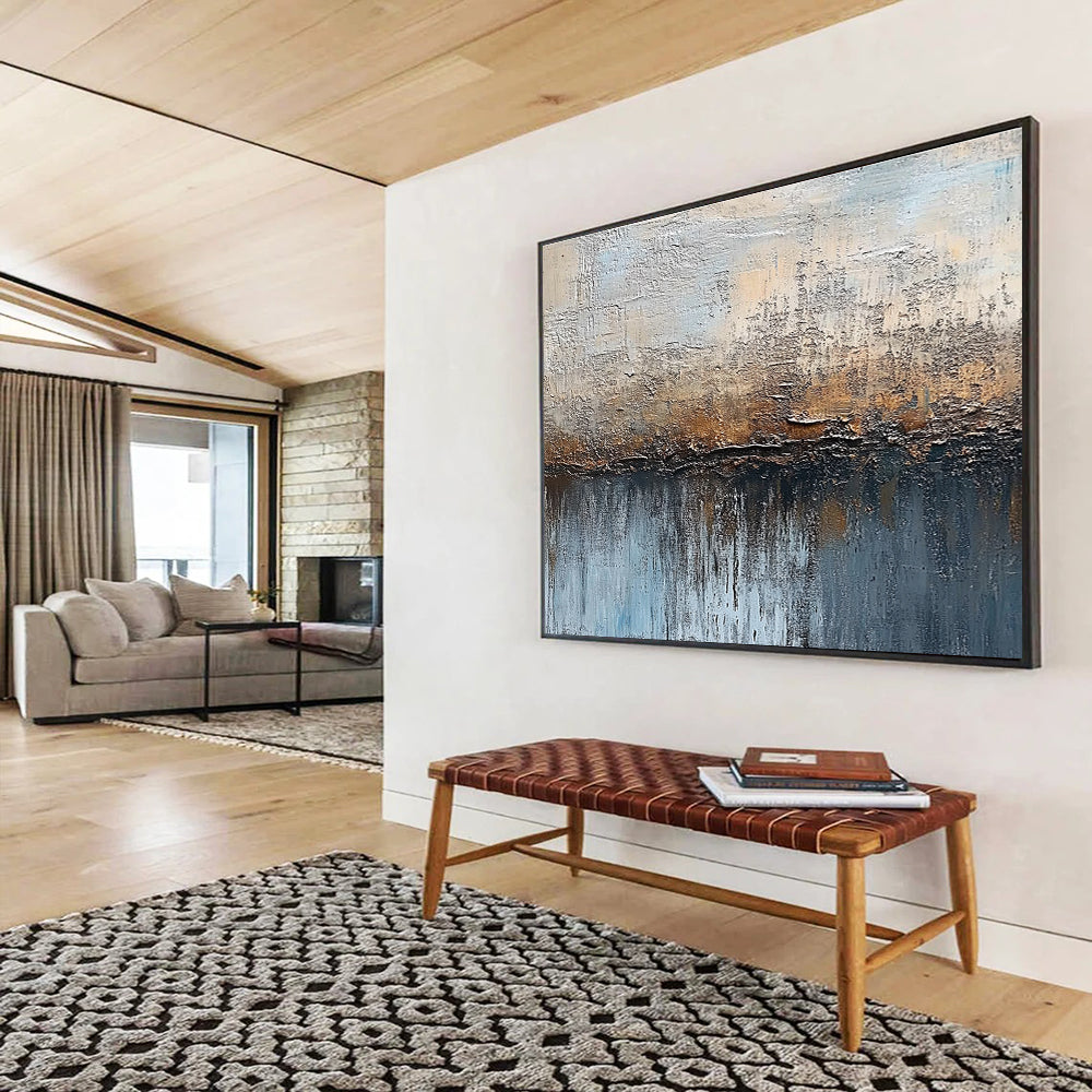 Textured Coastal Impression with Earthy Tones Abstract Painting ABS315