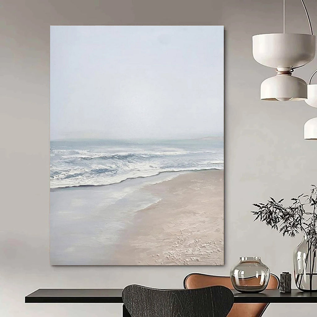 Serene Beach Scene Abstract Painting for Coastal - Themed Spaces HENG310