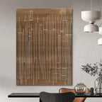 Brown and White Line Abstract Painting with Minimalist Design GAB0049