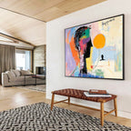 Abstract “Happiness” Figure Painting with Expressive, Colorful Emotions ABS517
