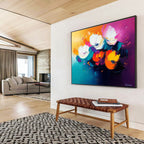 Vivid Flower Bouquet Abstract Painting with Energetic, Colorful Blooms ABS478