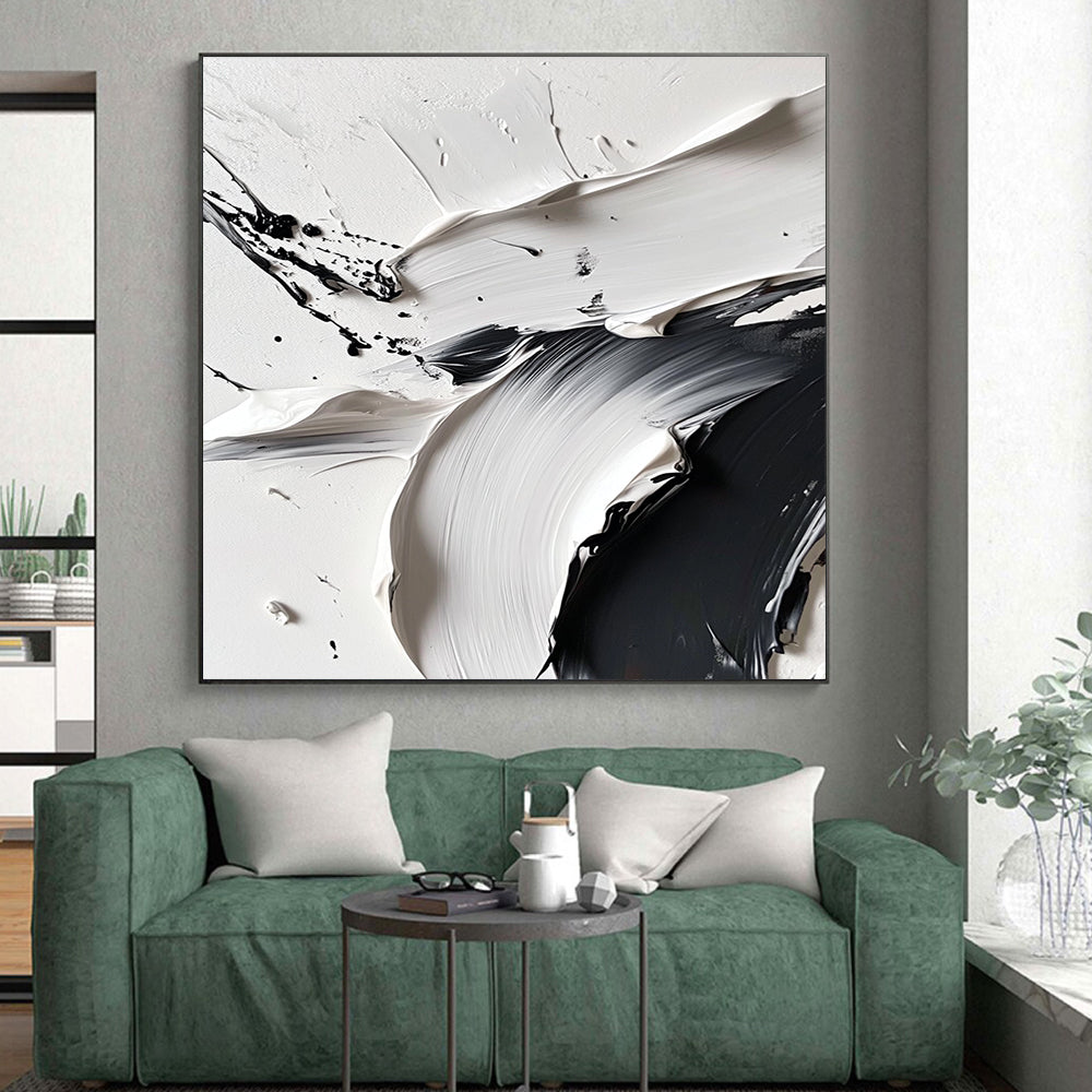 Black White Textured Abstract 2 Painting with Dramatic Depth WINK739