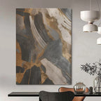 Black - Gold - Gray Abstract Painting for Opulent Residential Foyers HENG137