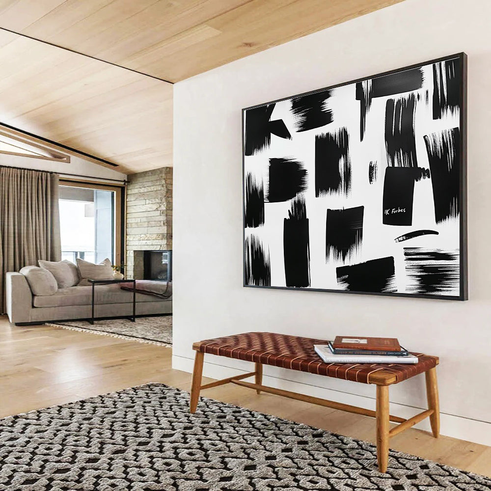 Black Brushstrokes on White  Bold Minimalism ABS061