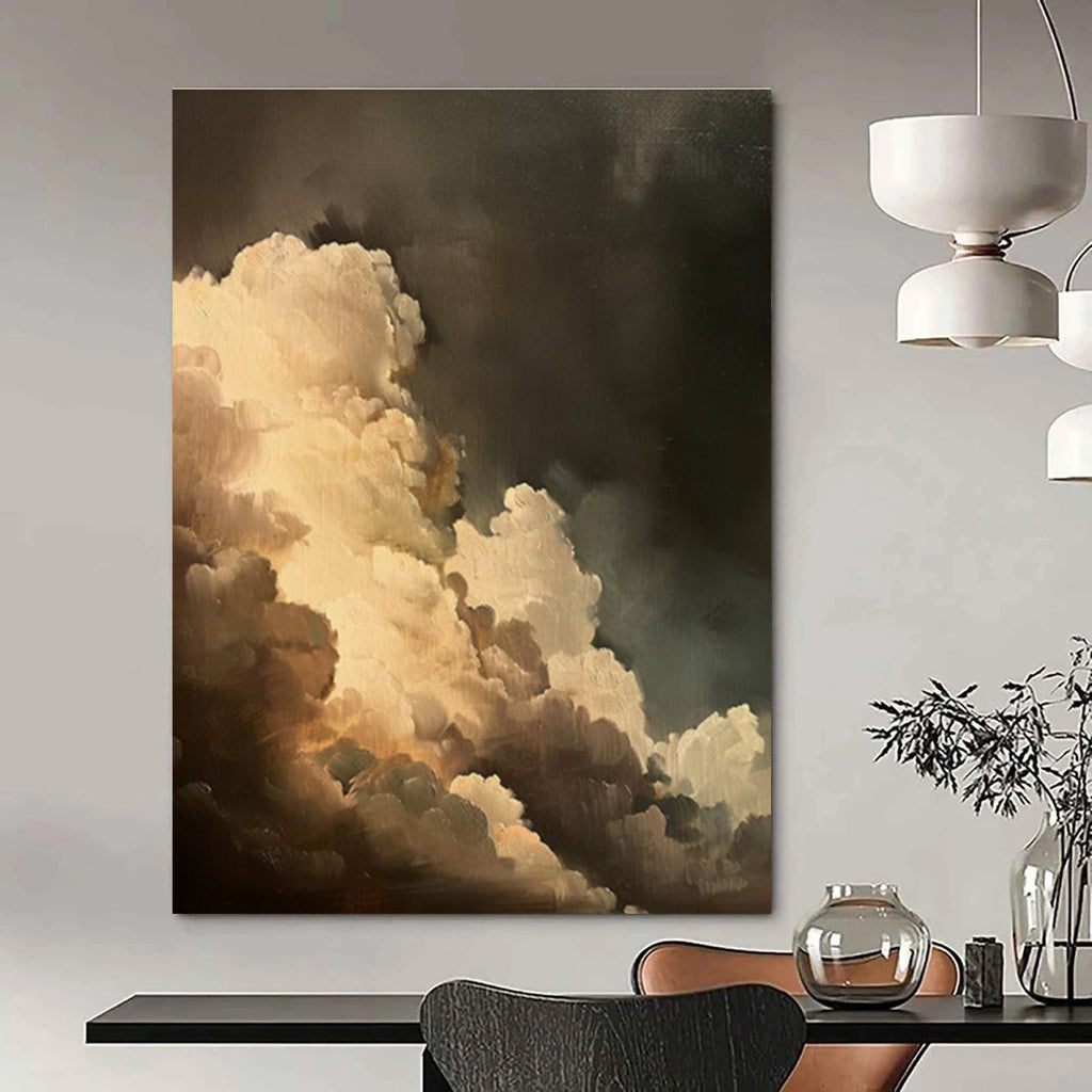 Dark Clouds Abstract Painting for Dramatic Home Theater Foyers HENG014