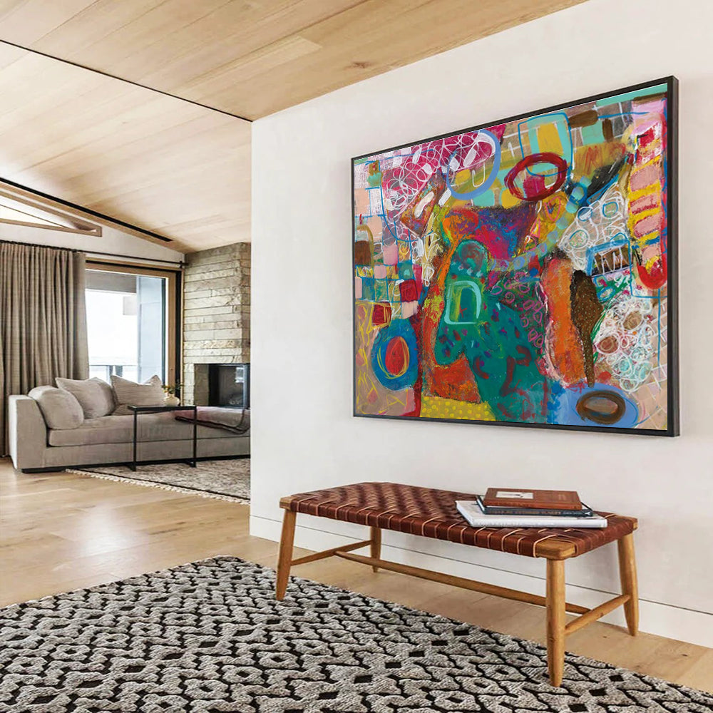 Colorful Abstract Forms Painting for Art - Loving Family Rooms YHT244