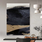 Textured Black - Beige Abstract Painting for Minimalist Home Studios HENG203