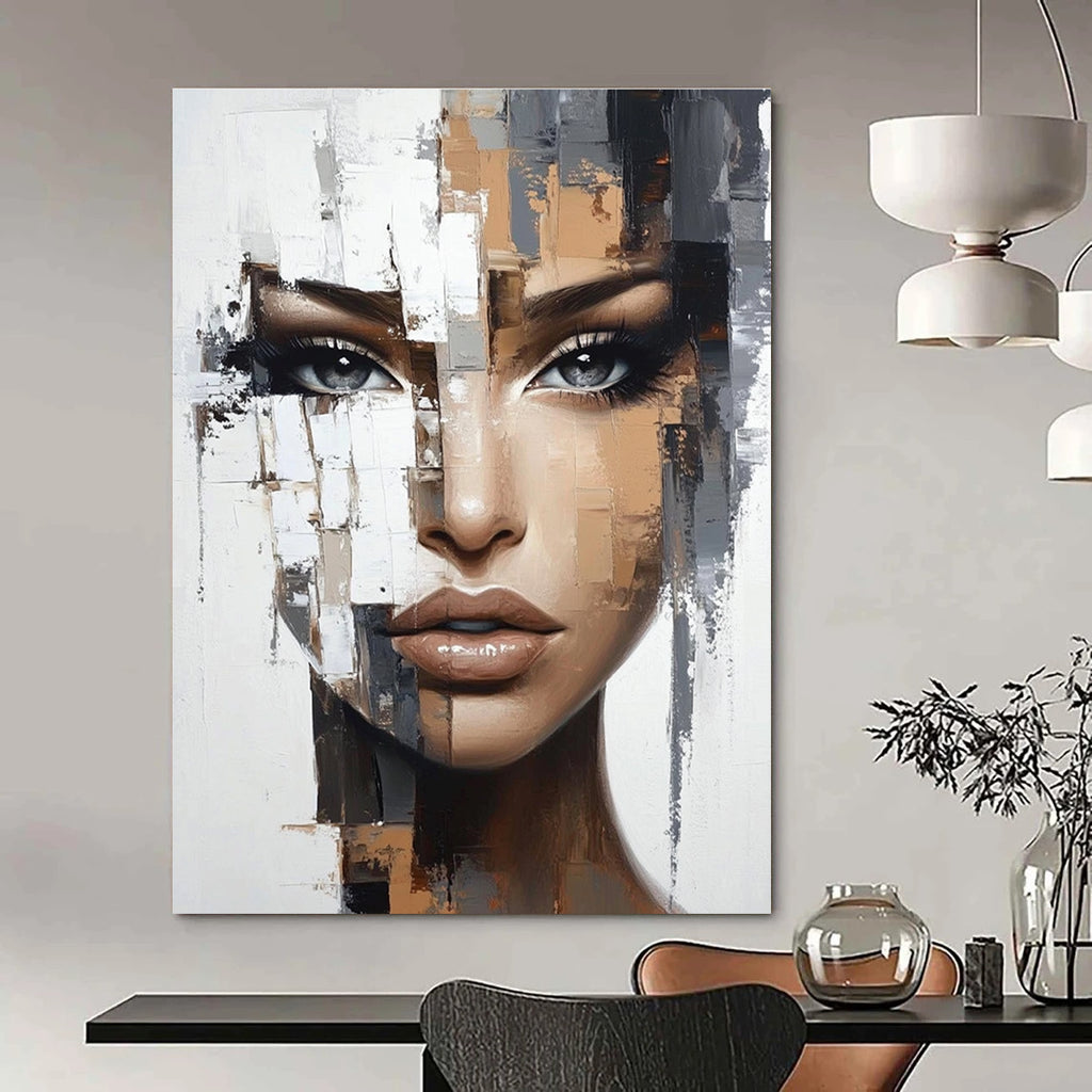 Fragmented Face Abstract Painting with Modern Textures GAB0021