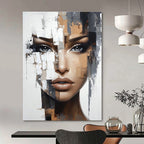 Fragmented Face Abstract Painting with Modern Textures GAB0021