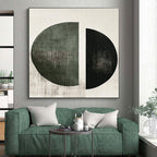 Split Circle Shapes Abstract Painting with Minimalist Geometry WINK131