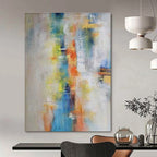 Soft Color Fusion Abstract Painting for Serene Bedrooms HENG412