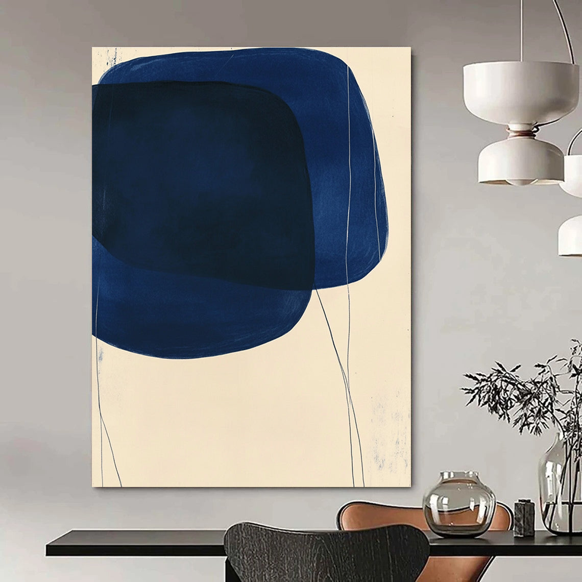 Blue Abstract Shapes Artistic Wall Decor Abstract Painting GAB1390