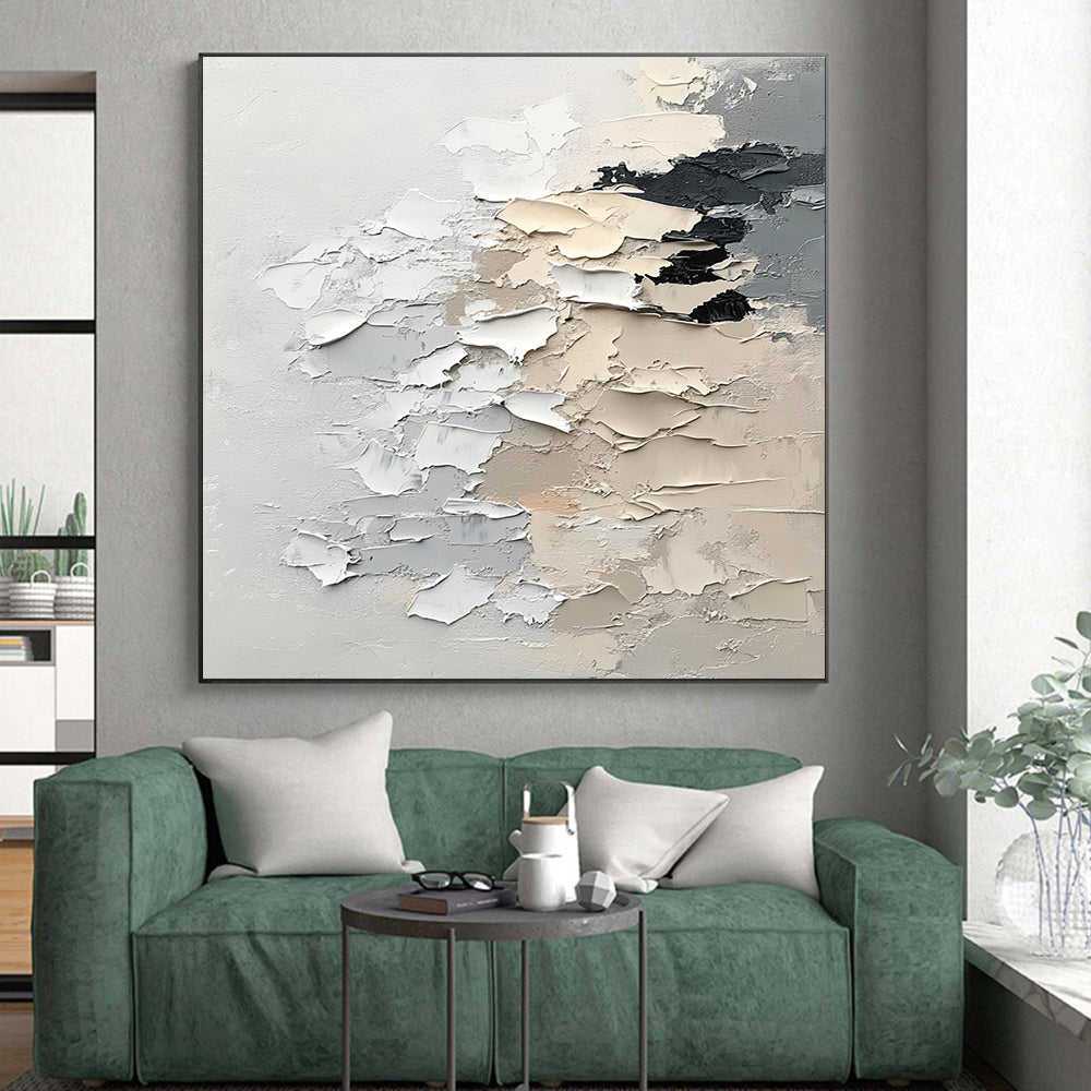 Neutral Textured Abstract Painting with Subtle Complexity WINK607