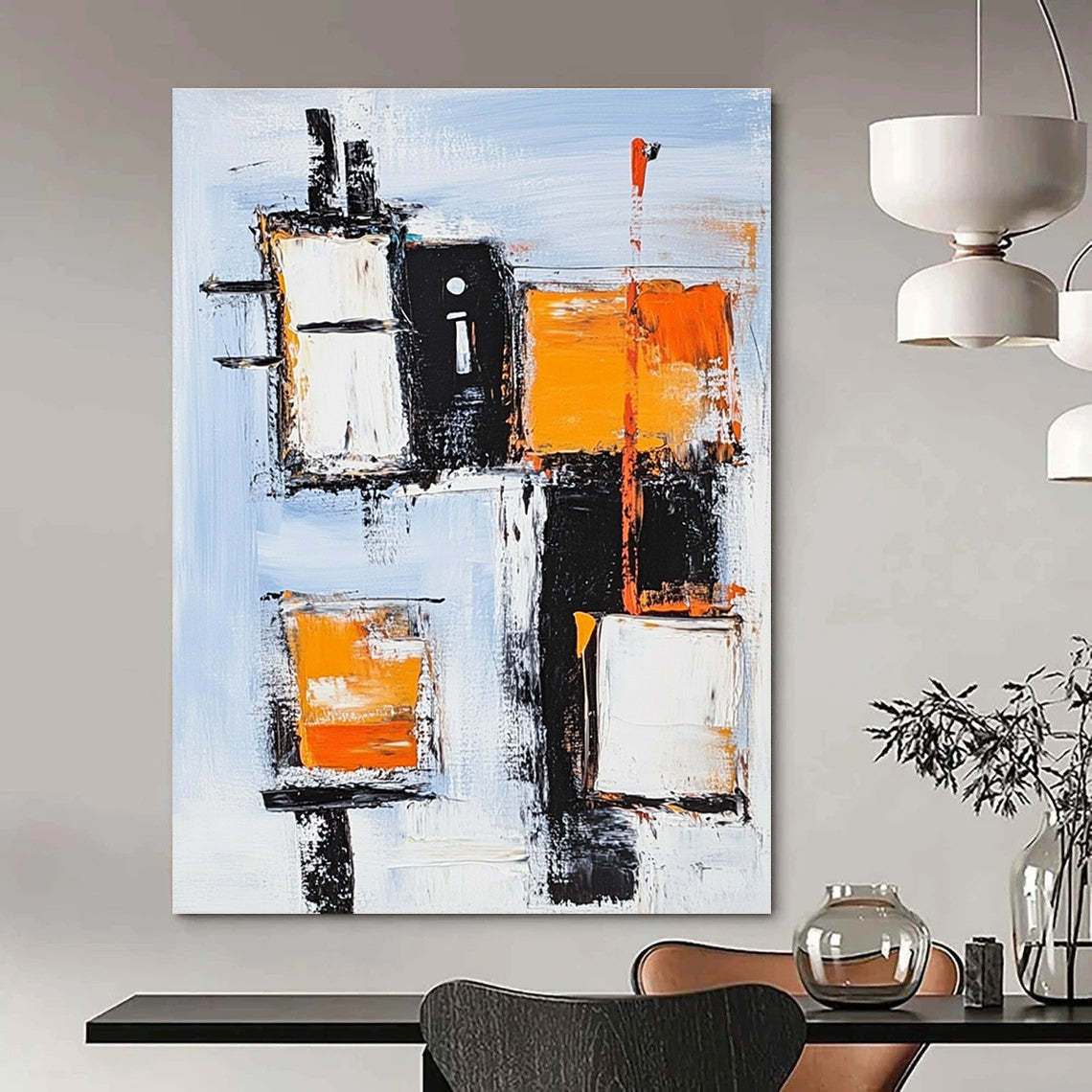 Color Block and Line Abstract Painting for Modern Art School Classrooms GAB1196