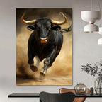 Realistic Charging Black Bull Abstract Painting GAB0033