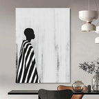 Striped Cloak Silhouette Abstract Painting of Urban Mystery GAB0216
