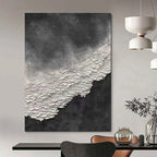 Black and White Textured Abstract Painting for Monochrome - Lover Spaces HENG339