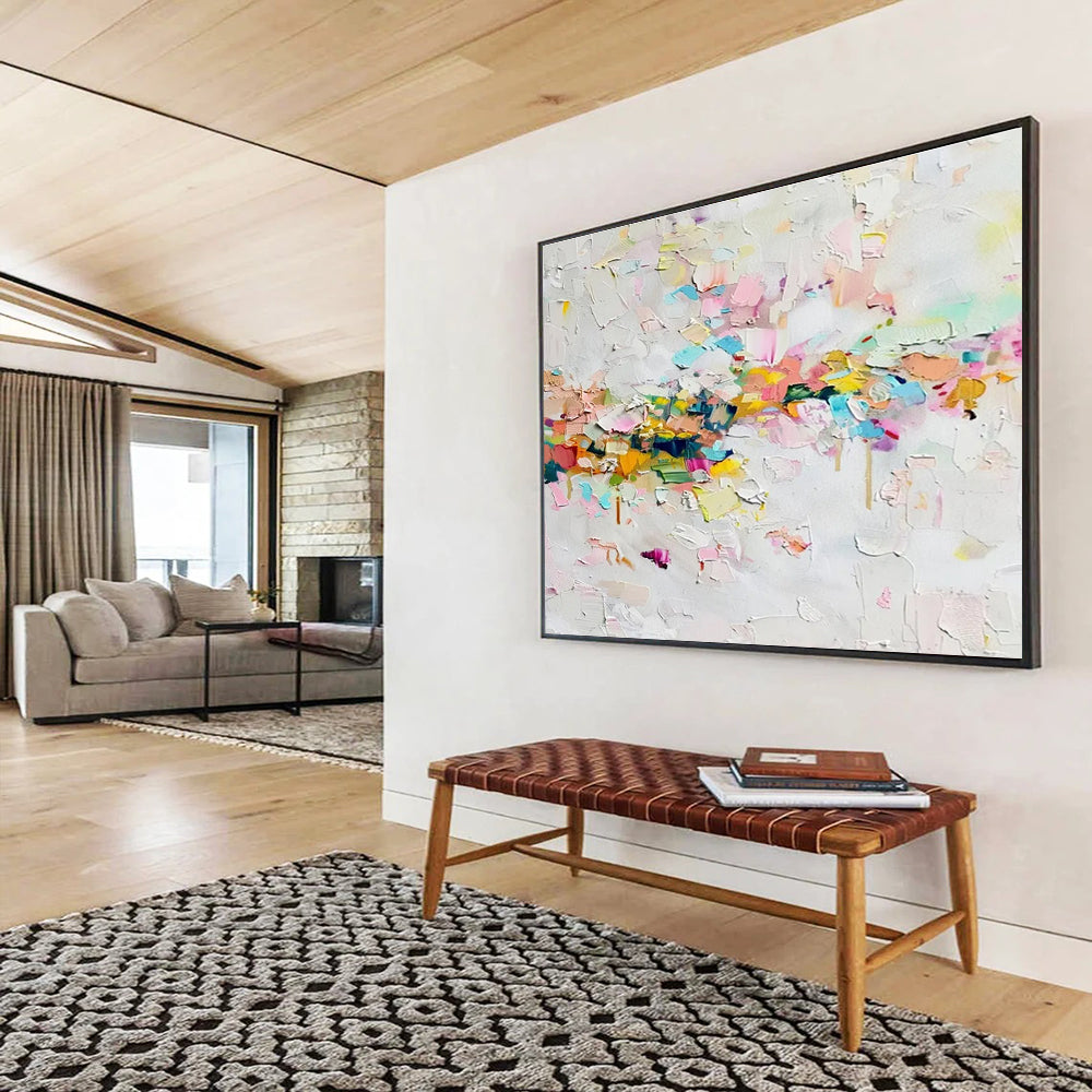Colorful Abstract Patchwork Painting for Lively Spaces YHT043