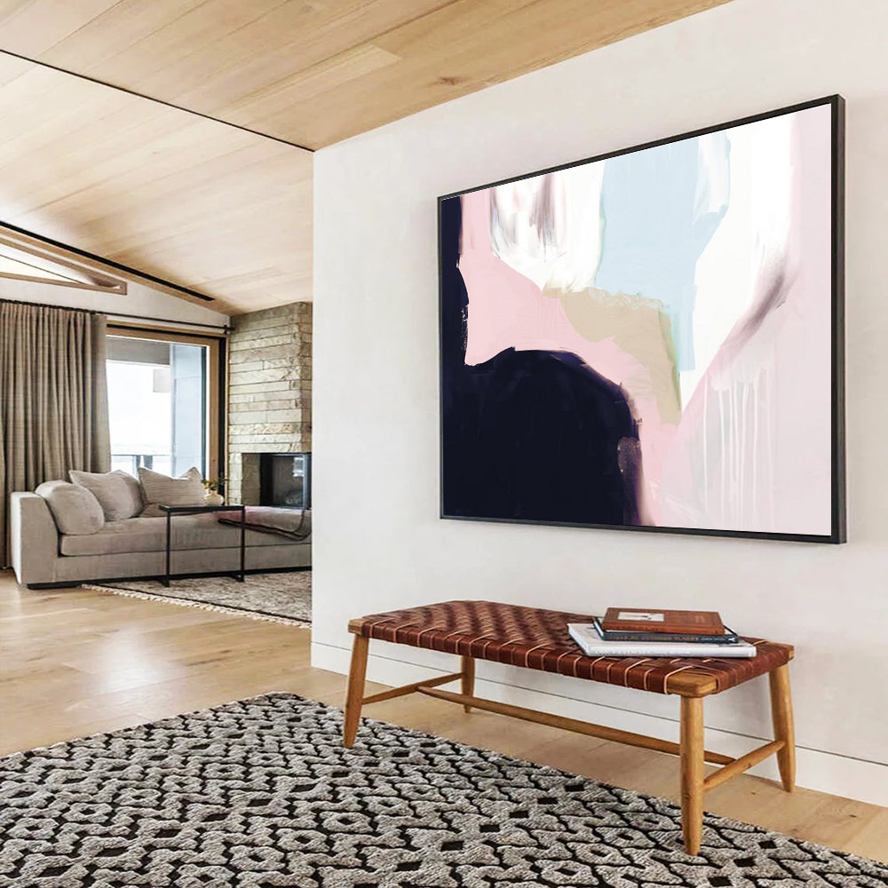 Soft Color Block Abstract Painting for Serene Bedrooms YHT132