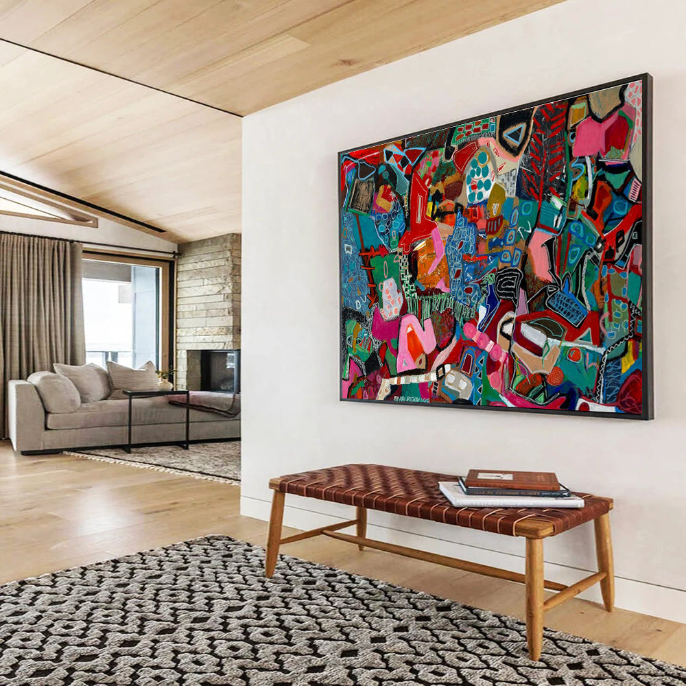 Vibrant Geometric Abstract Painting for Modern Art Galleries YHT242