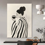 Woman with Coffee Abstract Painting for Cozy Café Corners GAB1386