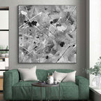 Black and White Splatter Abstract Painting with Dynamic Chaos WINK106