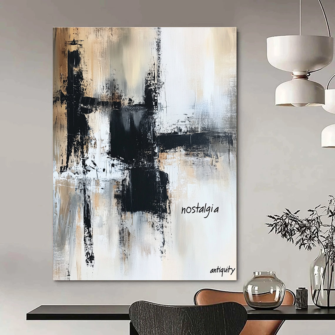 Nostalgia Abstract Composition Painting for Vintage - Themed Cafes GAB1172