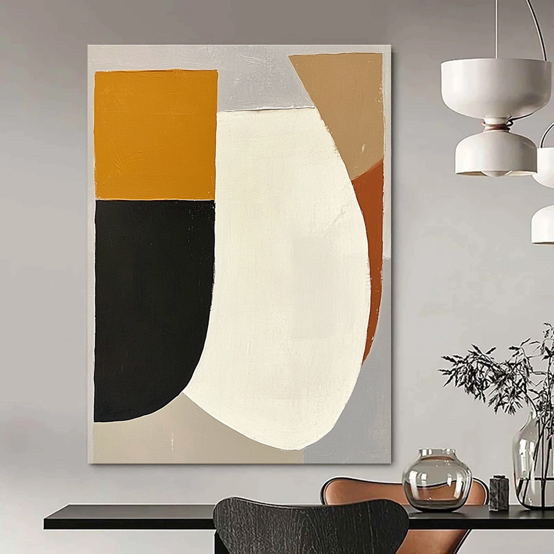Simple Geometric Abstract Painting for Scandinavian - Styled Homes GAB1098