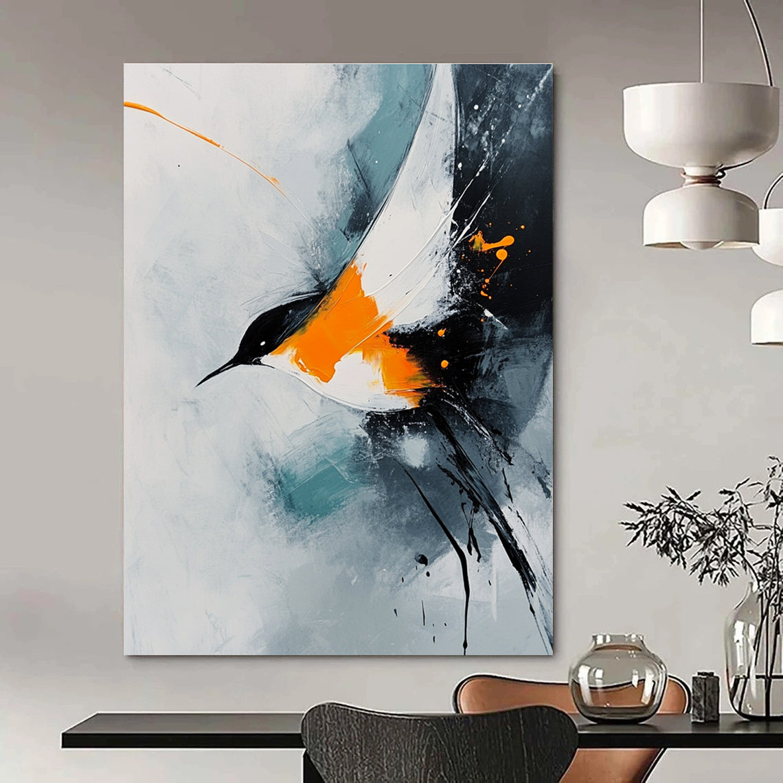 Abstract Bird in Flight Painting for Nature - Inspired Bedrooms GAB1132