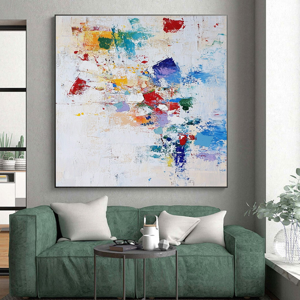 Colorful Patchwork Abstract Painting with Playful Whimsy WINK752