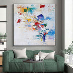 Colorful Patchwork Abstract Painting with Playful Whimsy WINK752