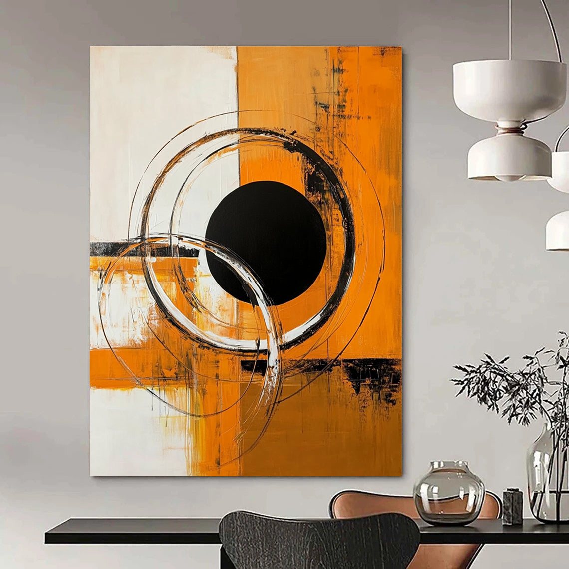 Dynamic Circular Art Abstract Painting for Modern Corporate Spaces GAB1399