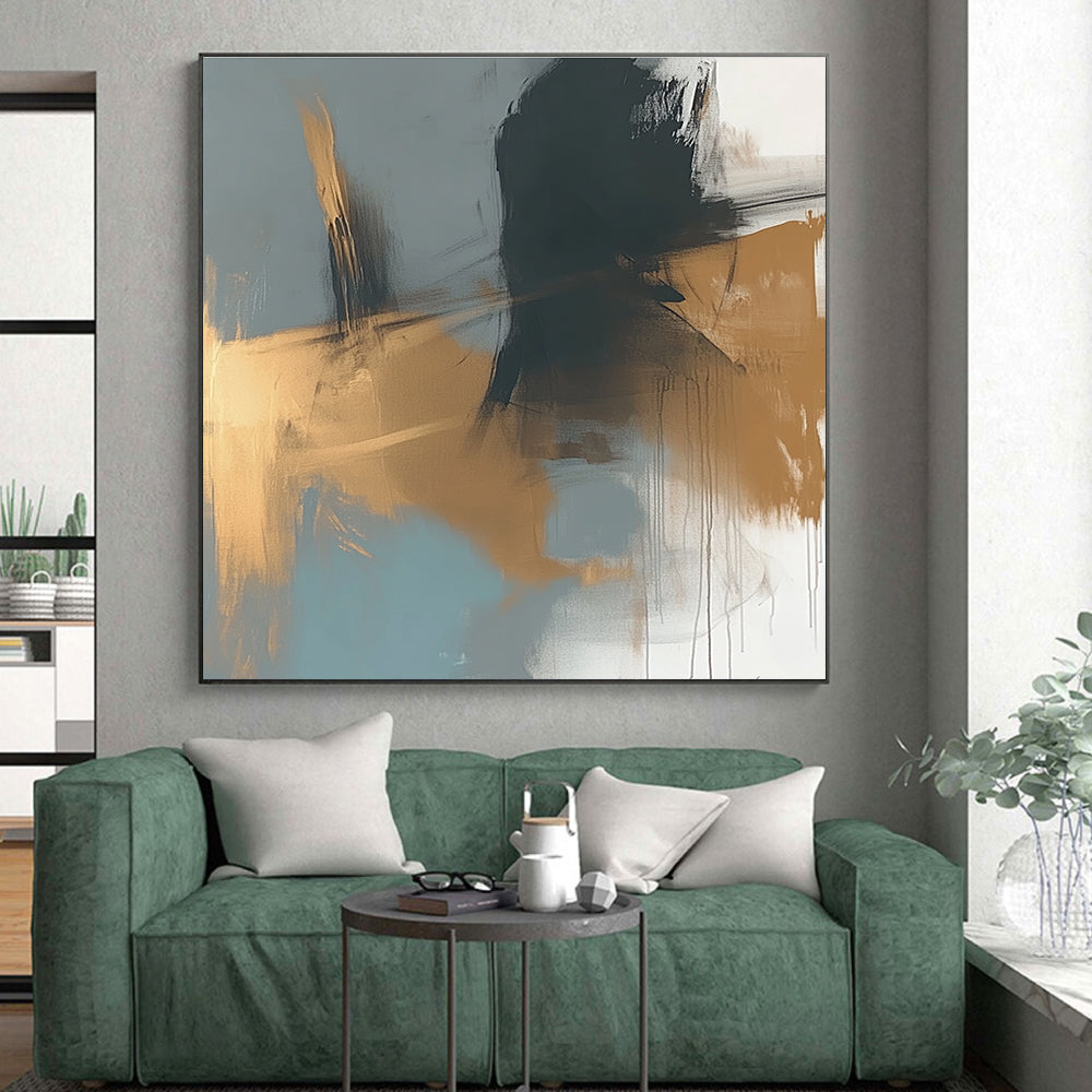 Gray Gold Abstract Painting with Subtle Luxury WINK780
