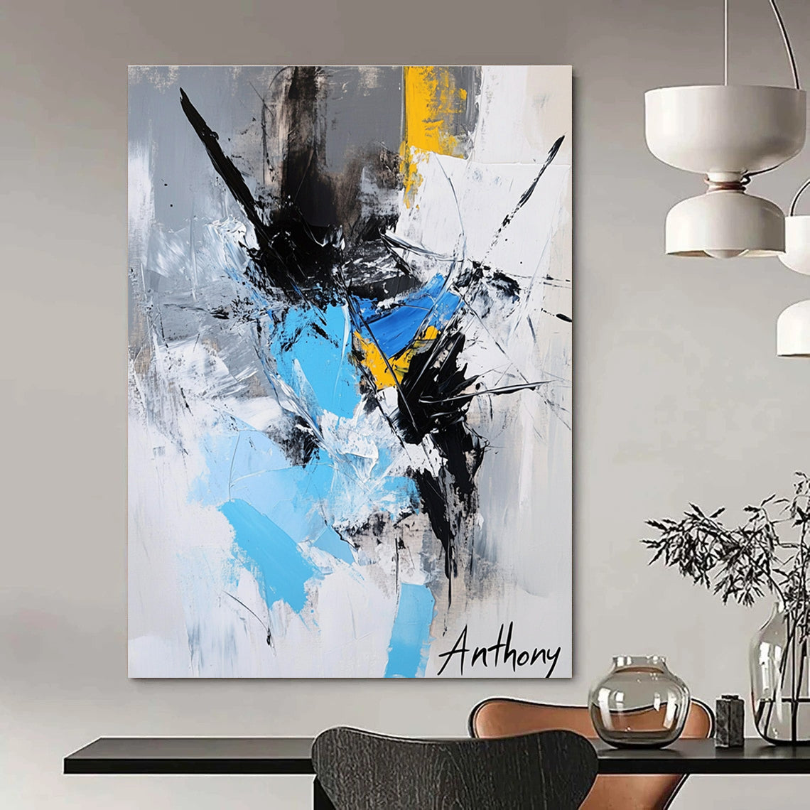 Colorful Abstract Fusion Painting for Contemporary Office Break Rooms GAB1313
