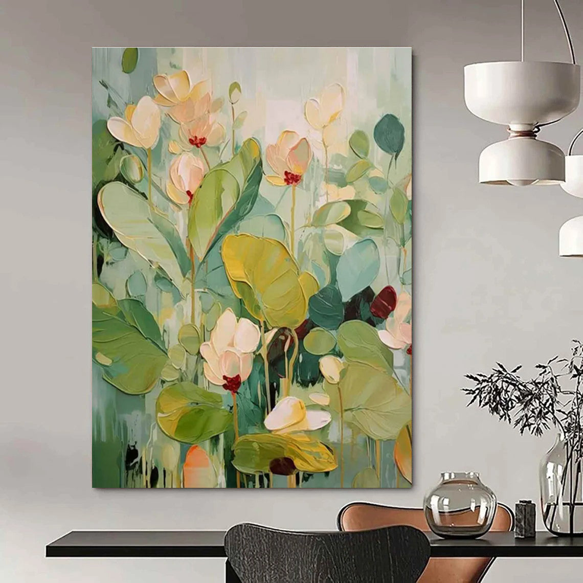 Soft Floral Garden Abstract Painting for Spa Waiting Rooms HENG084