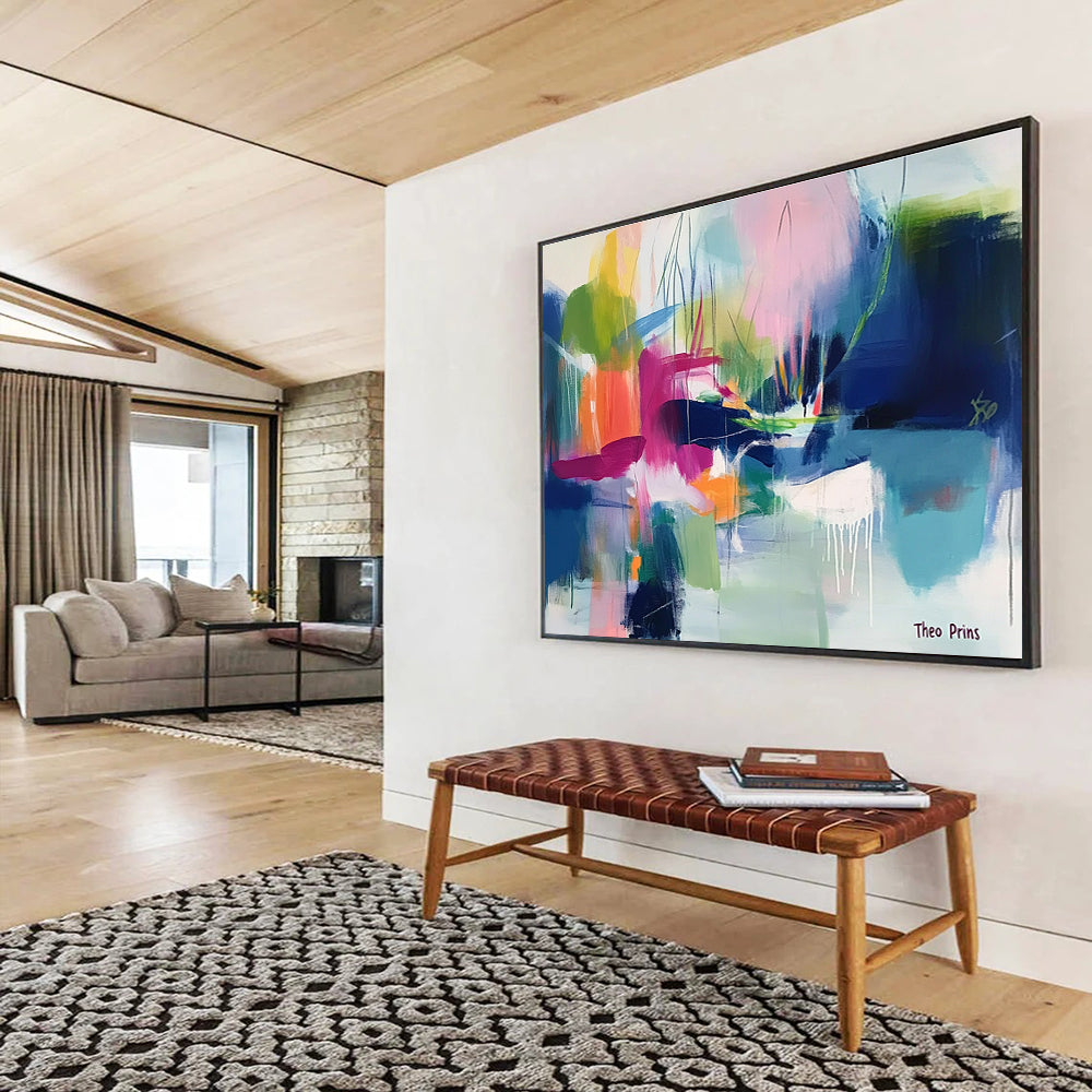 Colorful Landscape Abstract Painting with Lush, Imaginative Forms ABS530