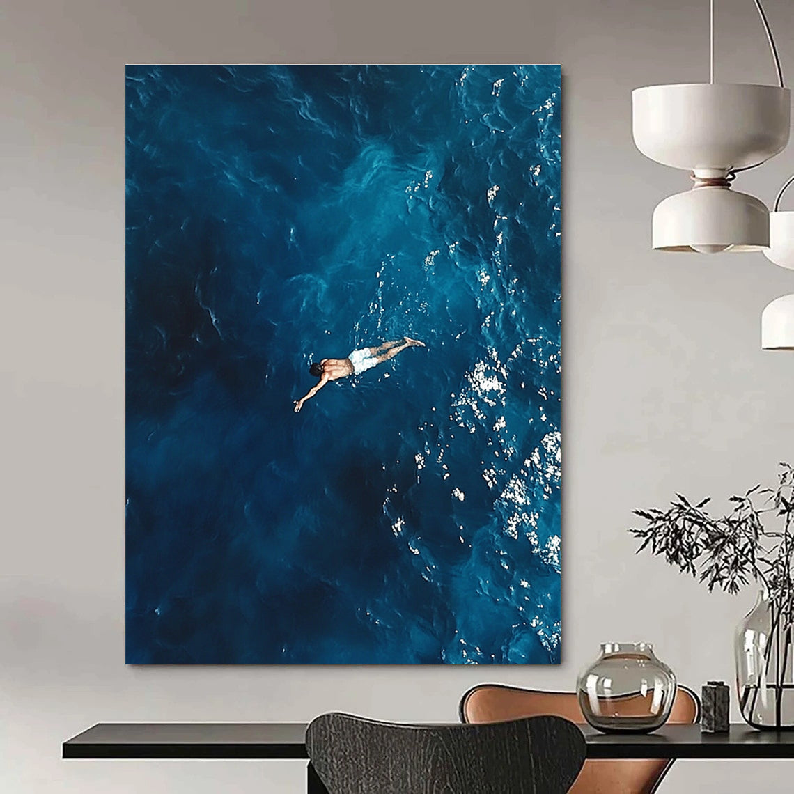 Man Floating in Ocean Abstract Photography of Serene Solitude GAB0195