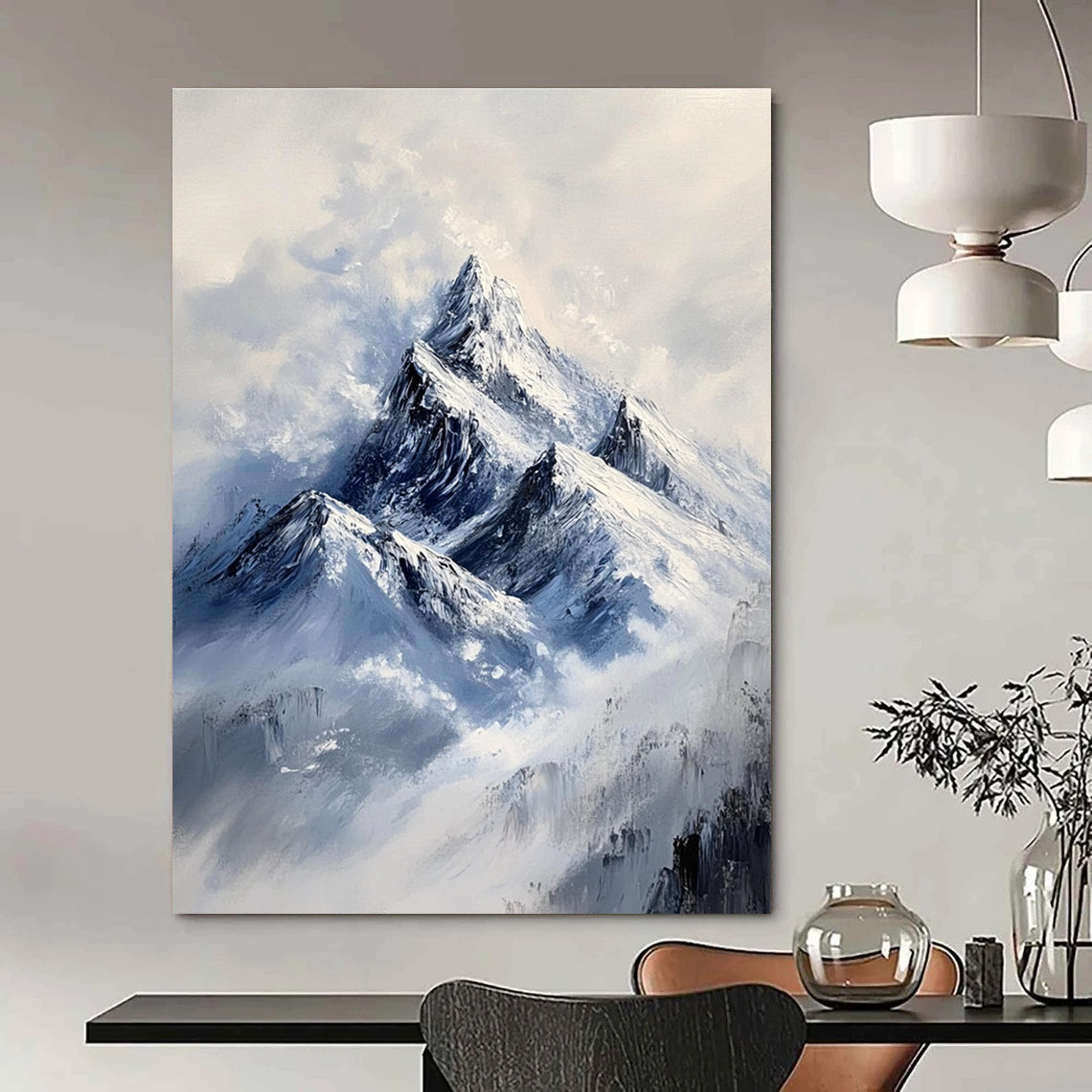 Snowy Mountain Peaks Majestic Landscape Abstract Painting GAB0329