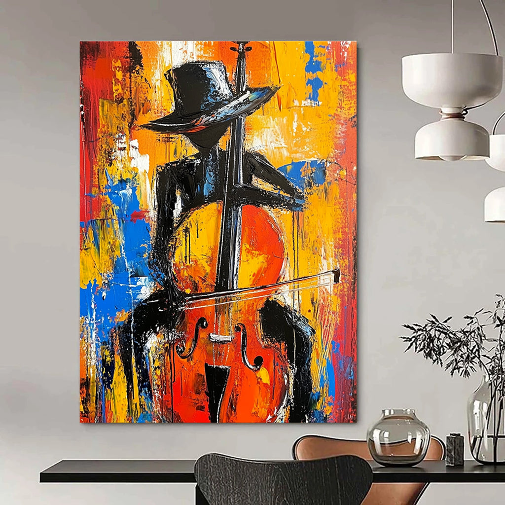 Jazz Musician Silhouette - Vivid Colorful Abstract Painting GAB0420