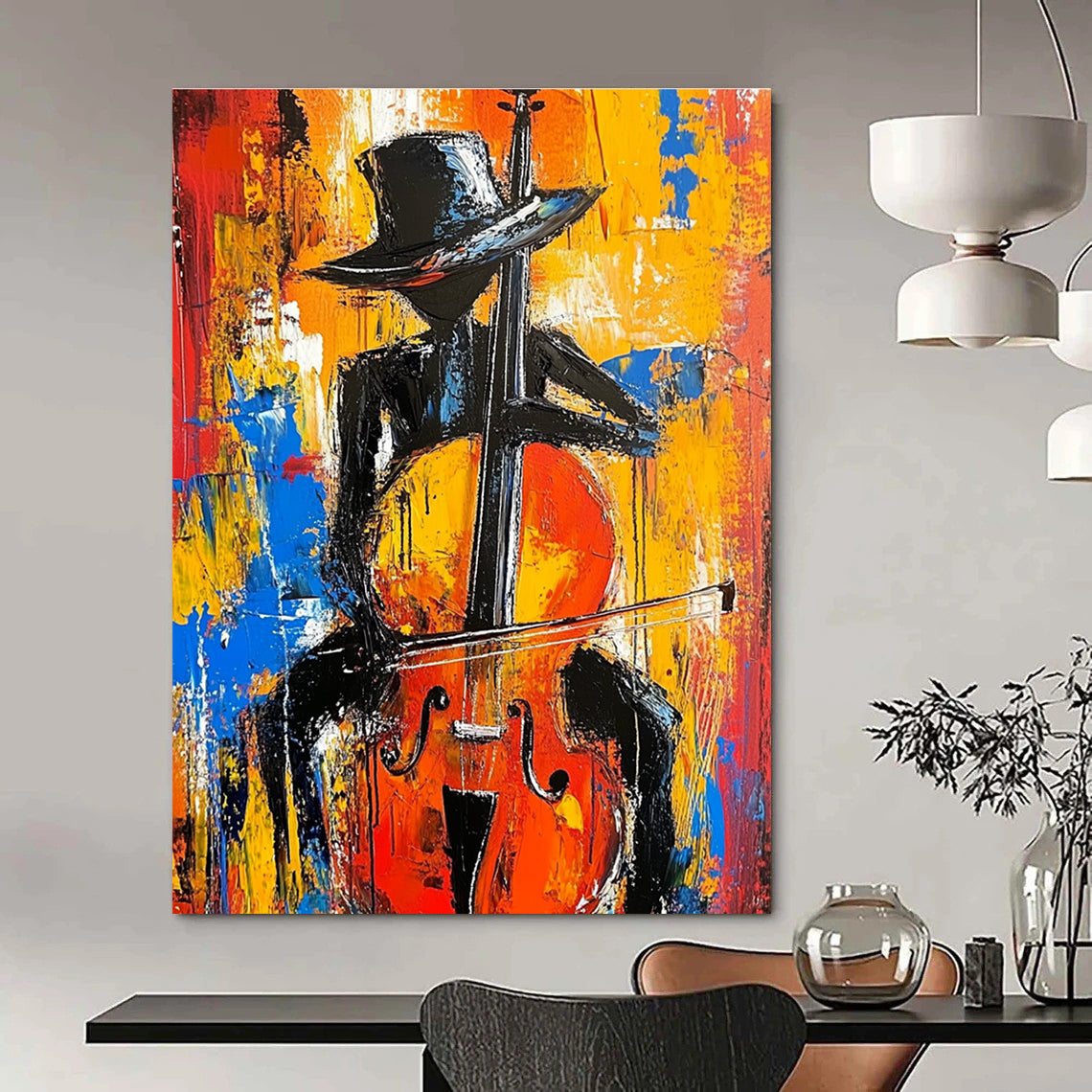 Jazz Musician Silhouette - Vivid Colorful Abstract Painting GAB0420