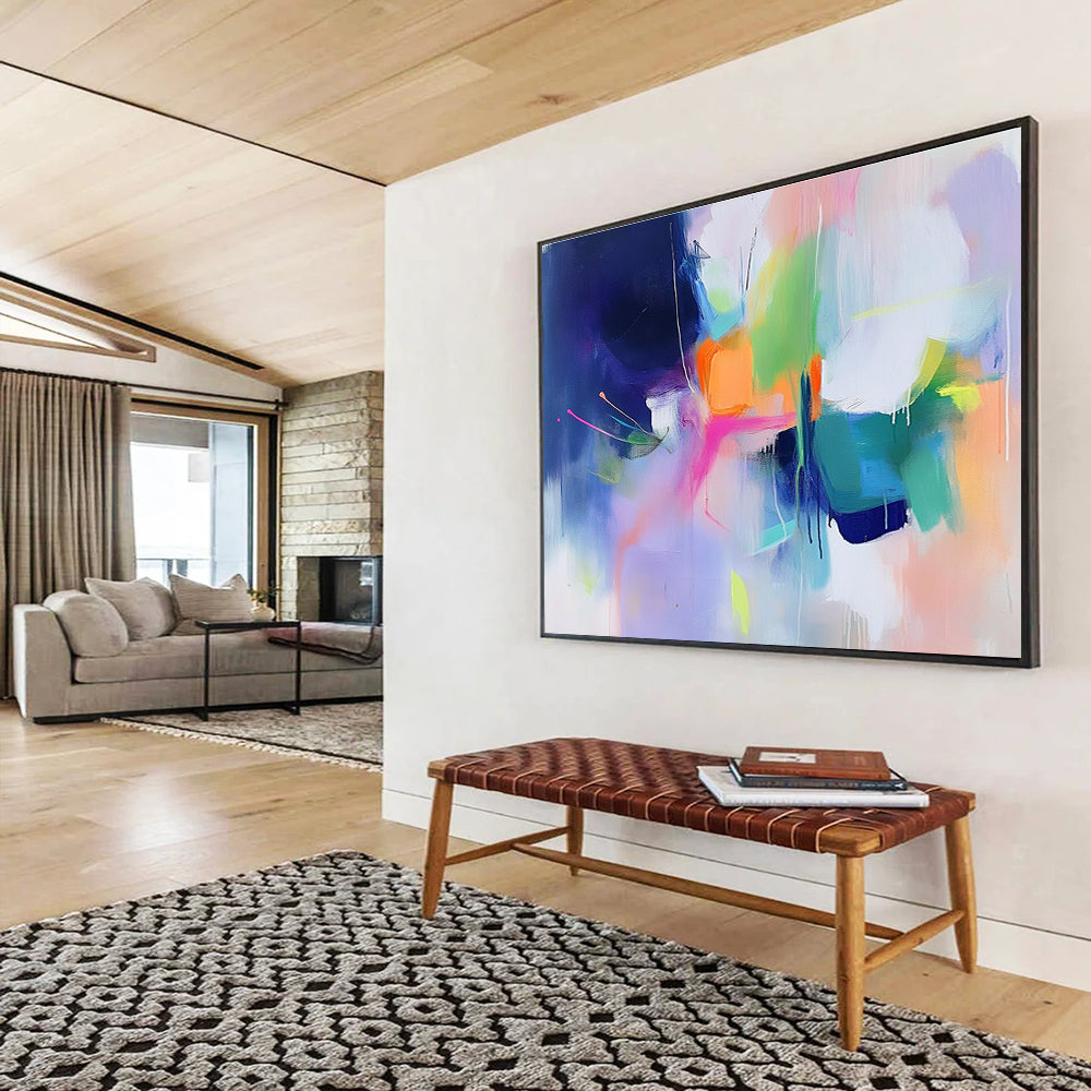 Purple - Centric Colorful Abstract Painting with Vibrant, Harmonious Drips ABS470
