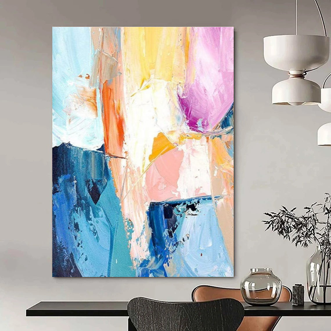 Vibrant Colorful Abstract Shapes Painting for Modern Interiors HENG280