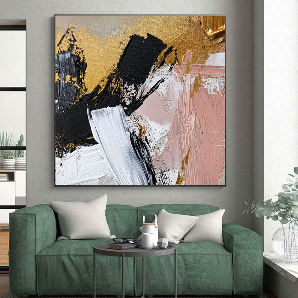 Gold Accented Abstract Strokes Abstract Painting with Luxurious Flair WINK056